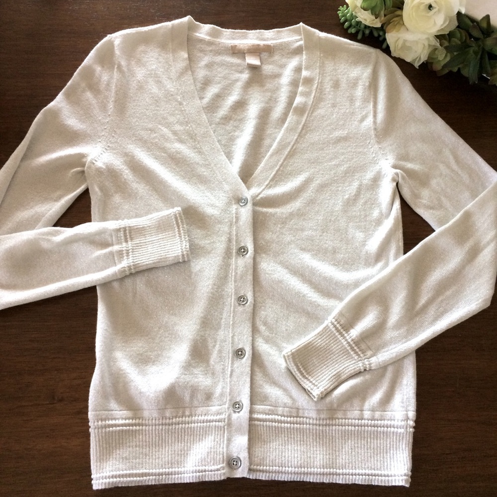 Banana Republic Silver Shimmer V Cardigan <XS>
